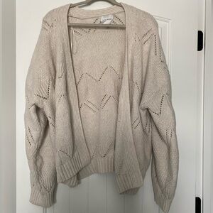 Pink Rose Cream Open-Front Cardigan